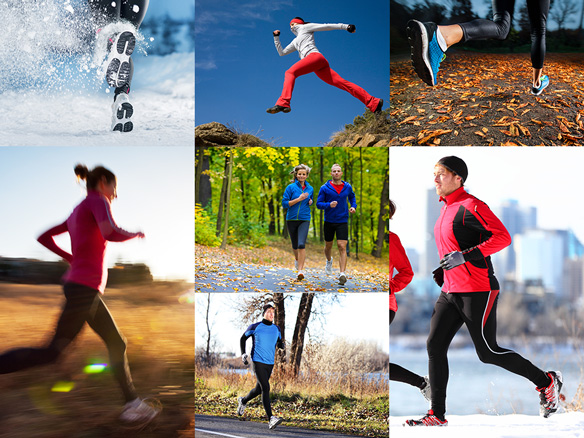 Collage von Läufern im Herbst und Winter