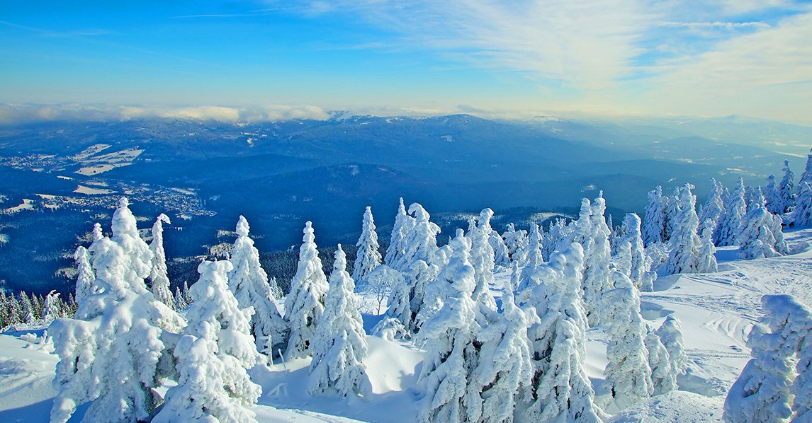 Winterlandschaft am Skigebiet Groß Arber – eines der Top Skigebiete in Deutschland