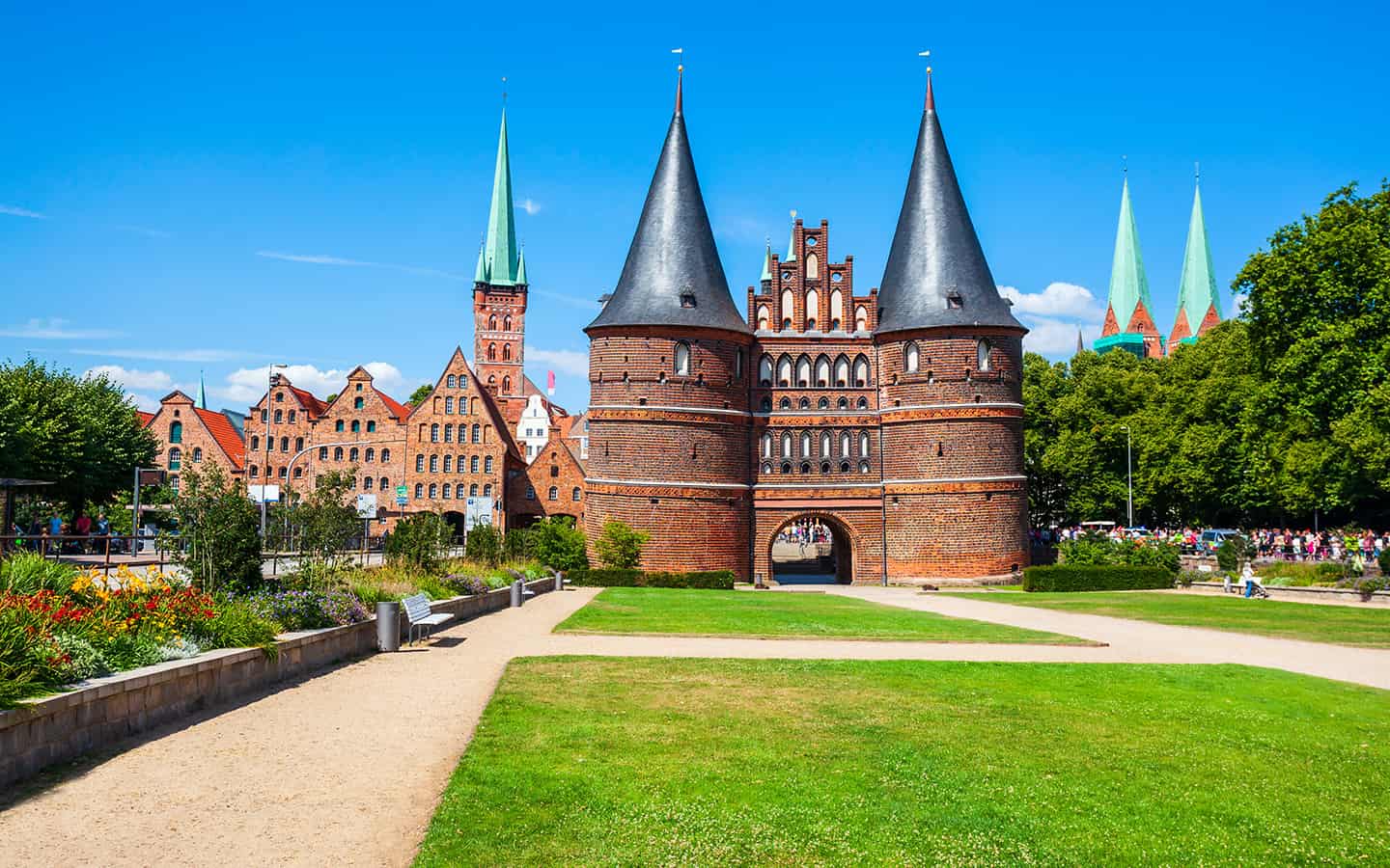 Holstein Tor, später Holstentor, Stadttor und Museum in der Altstadt von Lübeck